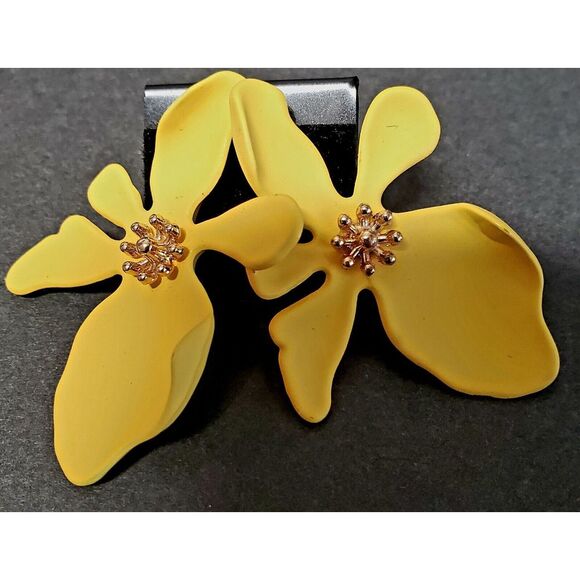 Floweragrant Earrings Exaggerated Yellow Flower Gold Cent 925 Anti Allergy Posts - Picture 8 of 11